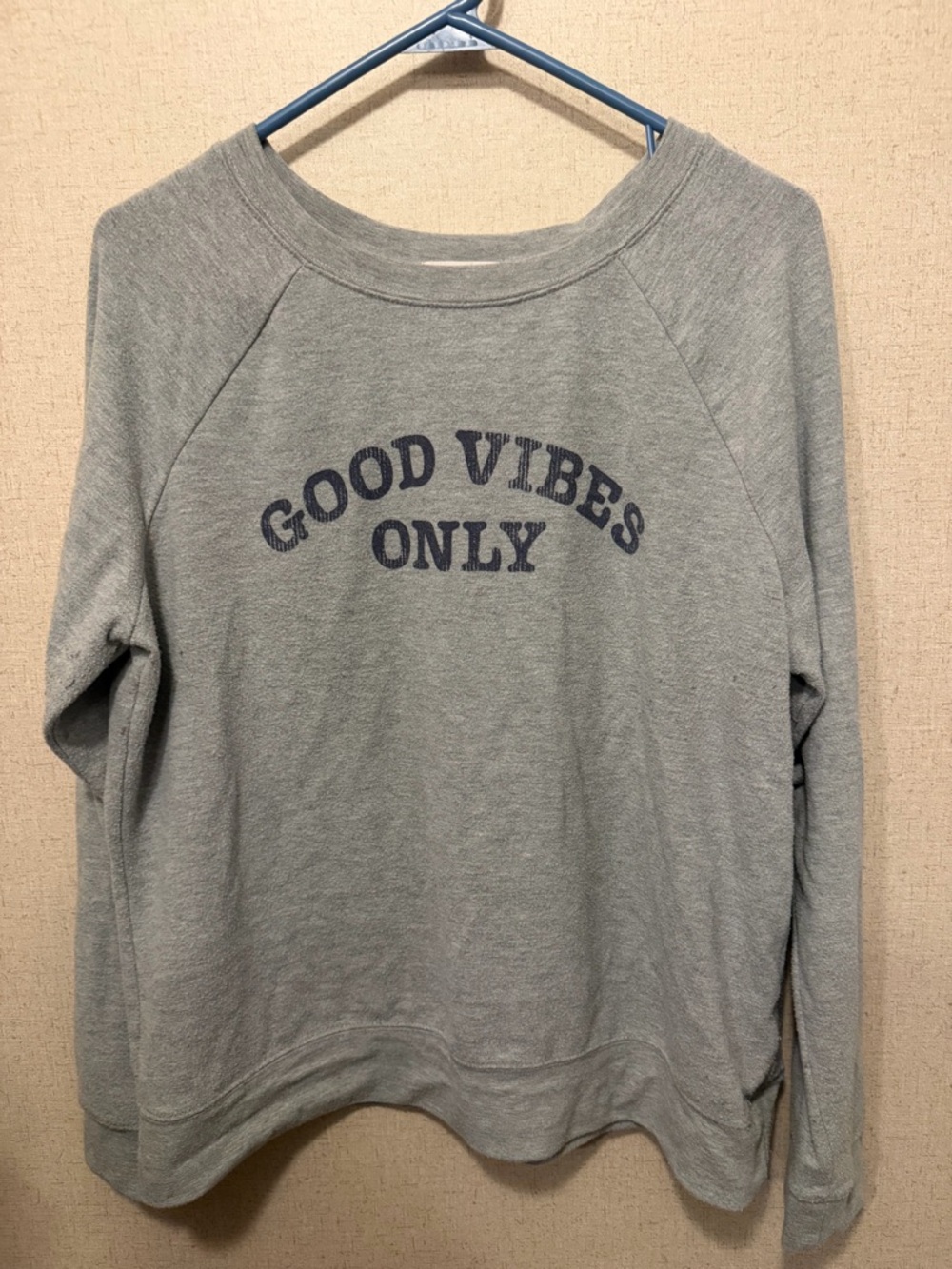 Grayson Threads Light Gray Sweatshirt with Navy 'Good Vibes Only'